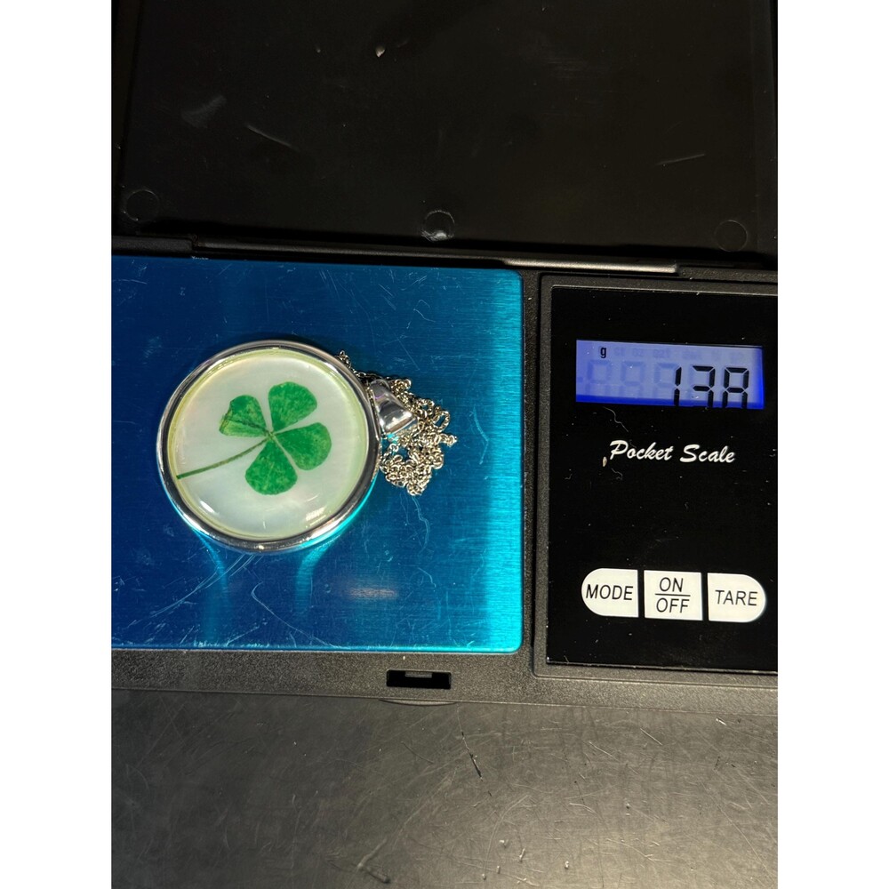 Sterling Silver Four Leaf Clover Pendant Necklace Mother of Pearl 20.5" - Picture 4 of 14